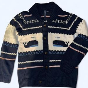 Janie and Jack Navy and Cream Whale Sweater